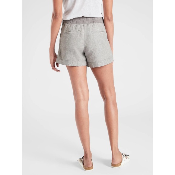 Athleta Cabo Linen 4” Short in Osprey Grey Drawstring Waist Casual Sporty Travel - Picture 6 of 16